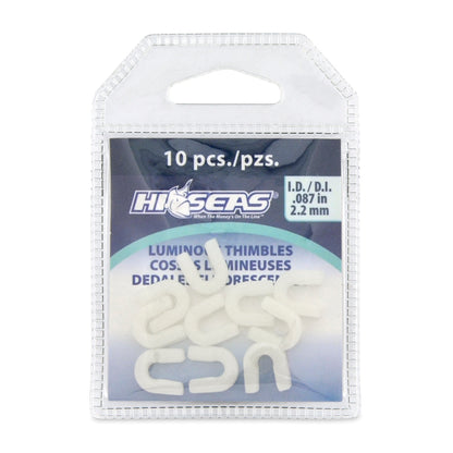 Thimbles plásticos luminosos tipo U para líder o línea (máx. 2.2 mm) – Light Green (10 pcs)