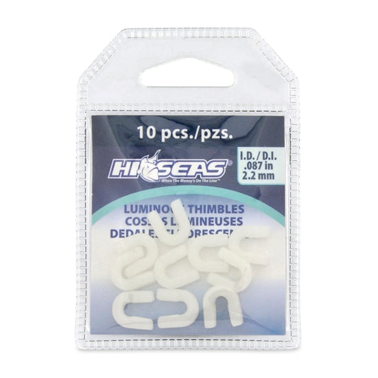 Thimbles plásticos luminosos tipo U para líder o línea (máx. 2.2 mm) – Light Green (10 pcs)